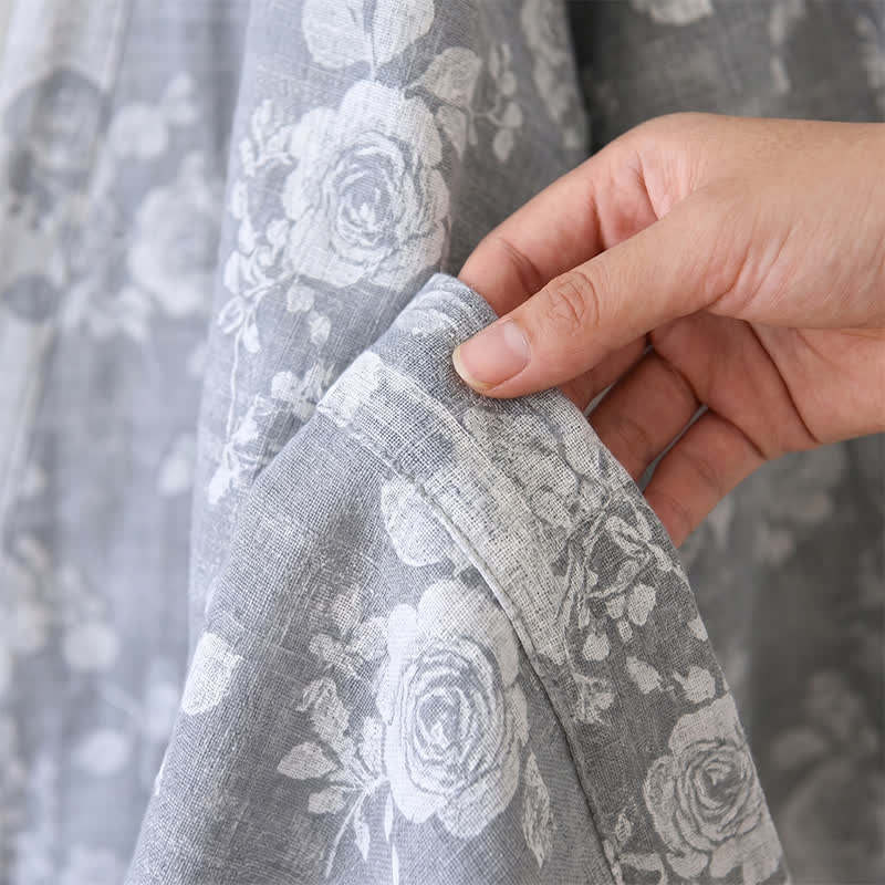 Kimono Ownkoti en coton bleu poudré imprimé roses - image 7