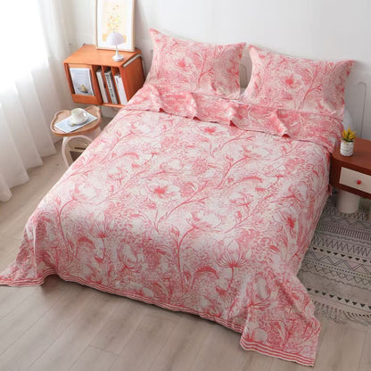 Couette en gaze de coton à motif floral multicolore Ownkoti - Reine - Rouge - image 7