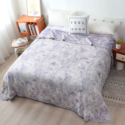 Couette en gaze de coton à motif floral multicolore Ownkoti - Reine - Violet - image 0