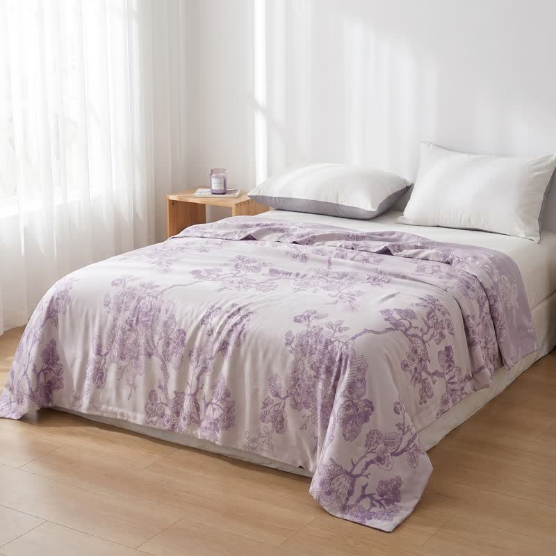 Couverture en fibre de bambou à motif floral multicolore Ownkoti - image 1