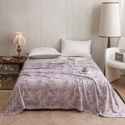 Couette en fibre de bambou Ownkoti multicolore à feuilles de bambou - Violet - Reine - image 10