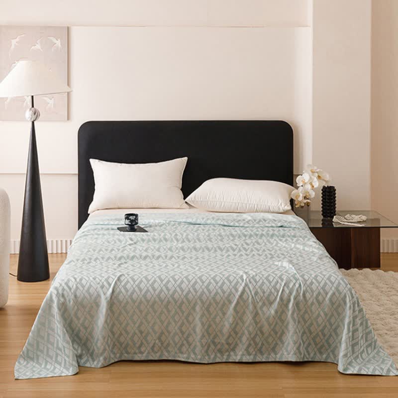 Couette en fibre de bambou à motif losange multicolore Ownkoti - Bleu - Reine - image 8