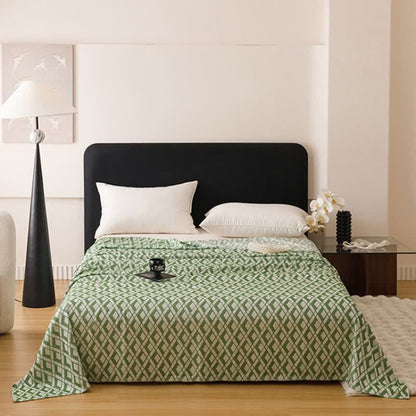 Couette en fibre de bambou à motif losange multicolore Ownkoti - Vert - Reine - image 7