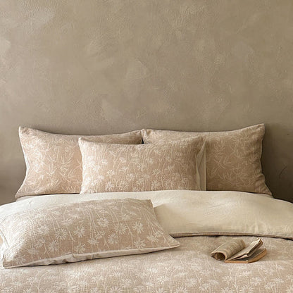 Parure de lit en coton jacquard à motif floral camel Ownkoti - image 2