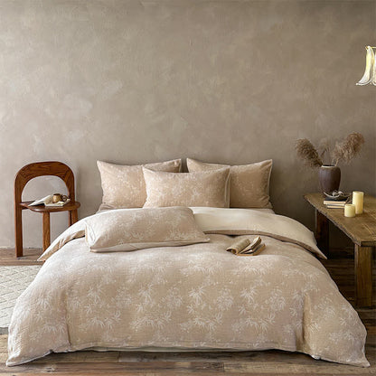 Ensemble de literie Ownkoti Camel Bamboo Sprig en coton jacquard et fleur de bambou - Chameau - Drap-housse - Roi - image 0