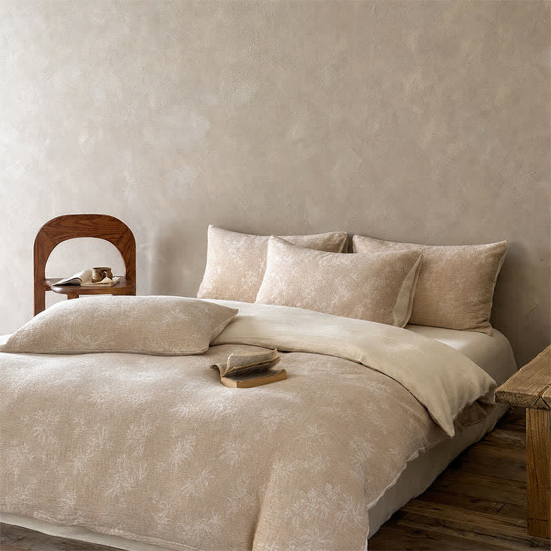 Ensemble de literie Ownkoti Camel Bamboo Sprig en coton jacquard et fleur de bambou - image 1