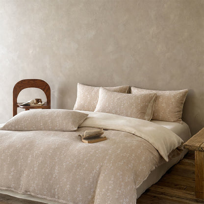 Parure de lit en coton jacquard à motif floral délicat Ownkoti Camel - image 1