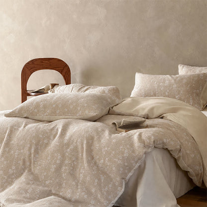 Parure de lit en coton jacquard à motif floral délicat Ownkoti Camel - image 3