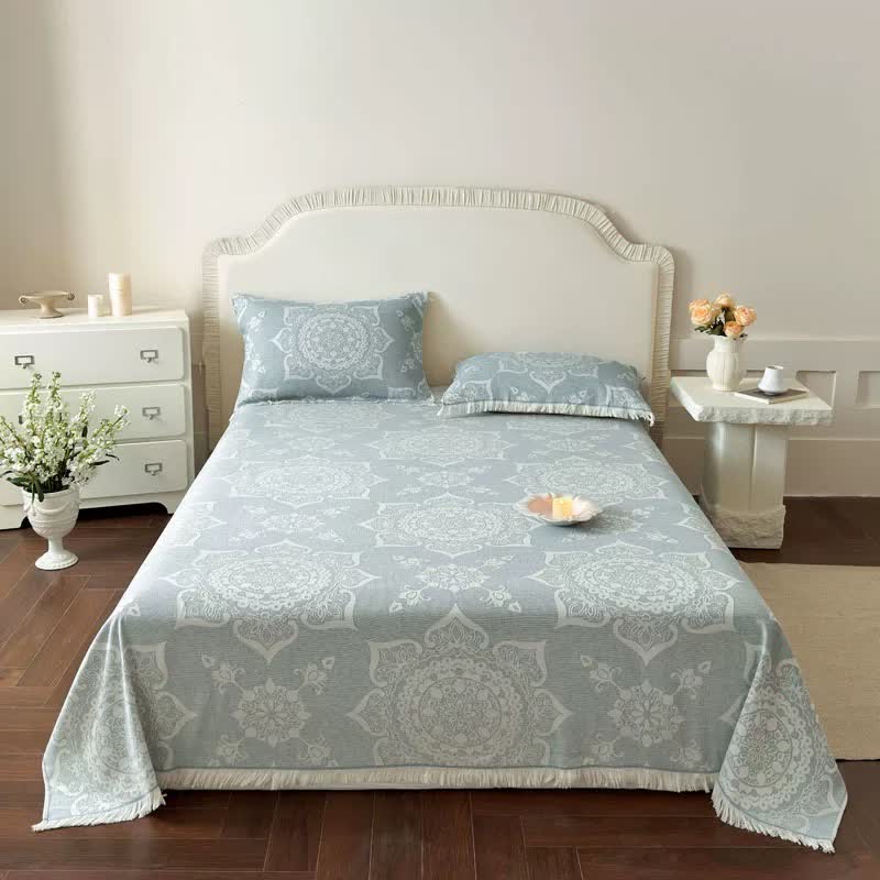 Couette en gaze de coton à motif mandala multicolore Ownkoti - Bleu - Reine - image 0