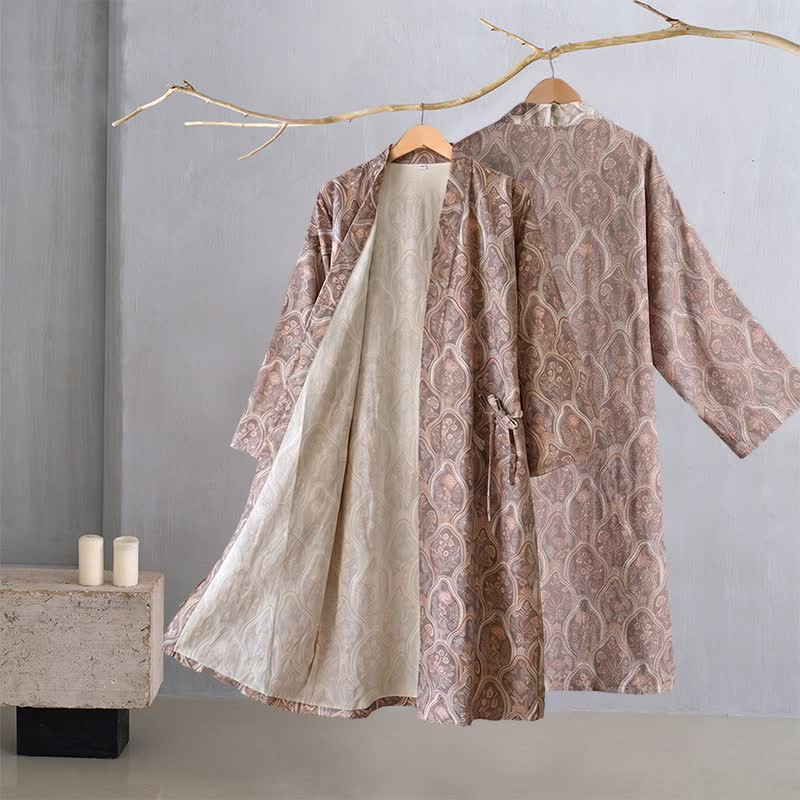 Peignoir kimono bohème vintage en gaze de coton - image 1