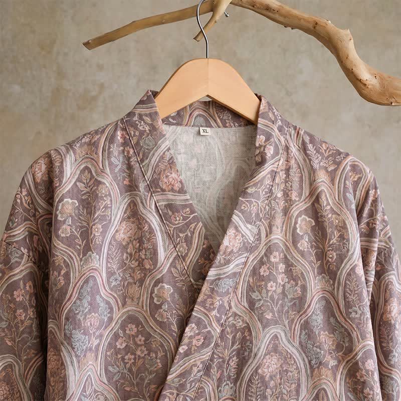 Peignoir kimono bohème vintage en gaze de coton - image 4