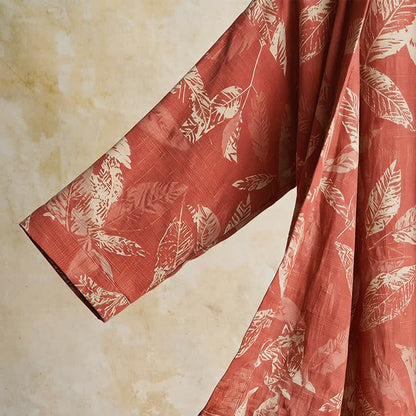 Peignoir de style kimono en gaze de coton à motif de feuilles de corail - image 5