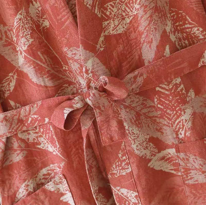Peignoir de style kimono en gaze de coton à motif de feuilles de corail - image 9