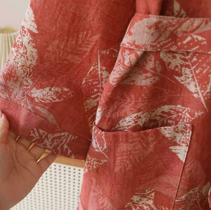 Peignoir de style kimono en gaze de coton à motif de feuilles de corail - image 7