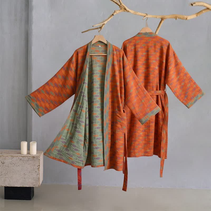 Peignoir de style kimono en gaze de coton à motif de poisson - image 1