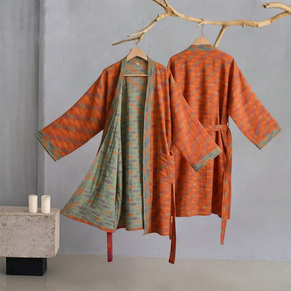 Peignoir de style kimono en gaze de coton à motif de poisson - image 1