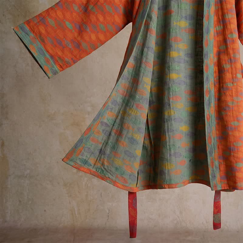 Peignoir de style kimono en gaze de coton à motif de poisson - image 6