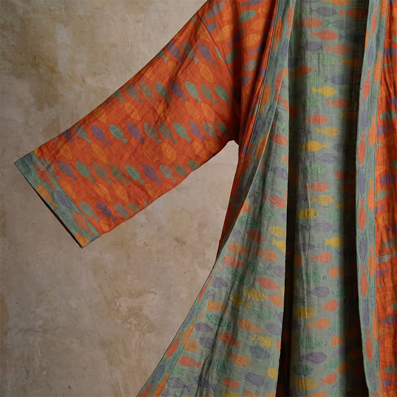 Peignoir de style kimono en gaze de coton à motif de poisson - image 5