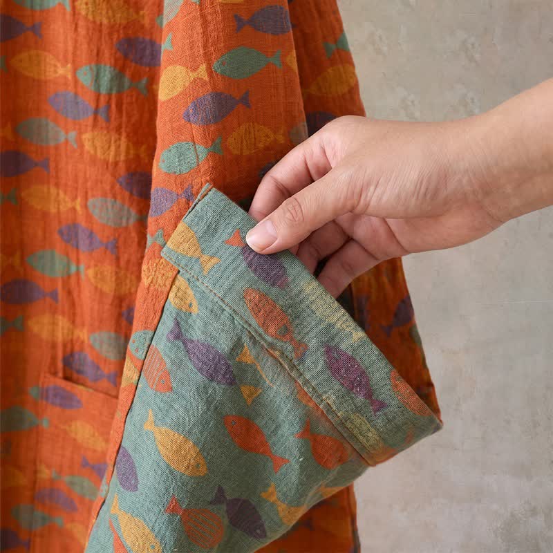 Peignoir de style kimono en gaze de coton à motif de poisson - image 7