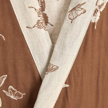Peignoir kimono élégant en coton à motif papillon - image 3