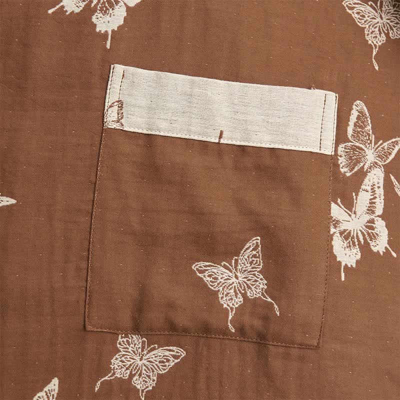 Peignoir kimono élégant en coton à motif papillon - image 4