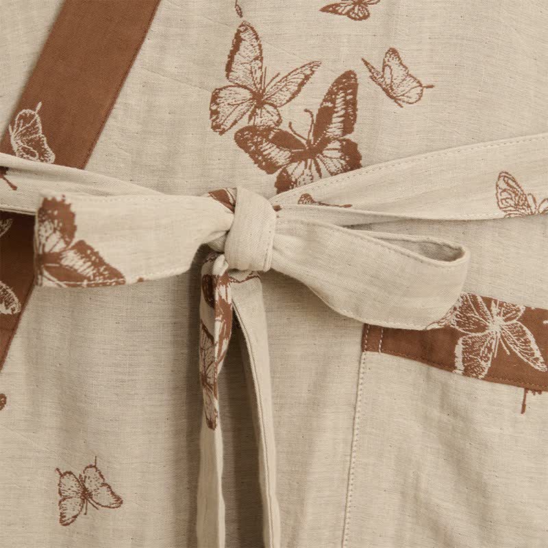 Peignoir kimono élégant en coton à motif papillon - image 14