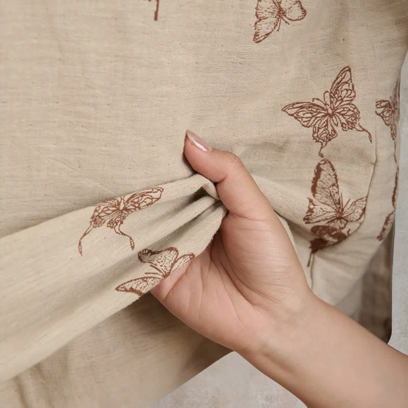 Peignoir kimono élégant en coton à motif papillon - image 15