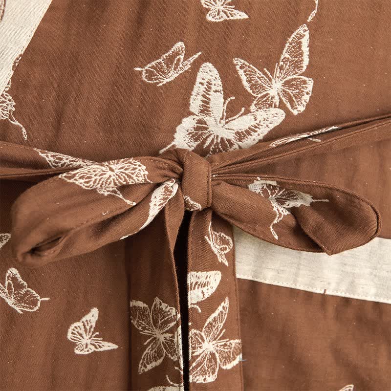 Peignoir kimono élégant en coton à motif papillon - image 5