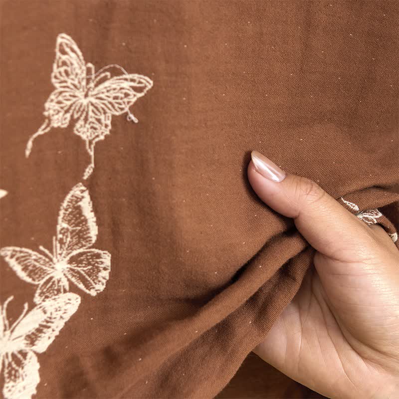 Peignoir kimono élégant en coton à motif papillon - image 8