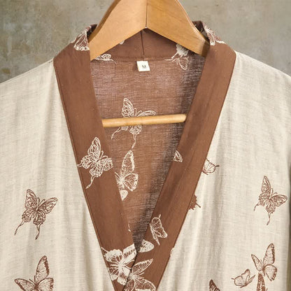 Peignoir kimono élégant en coton à motif papillon - image 10