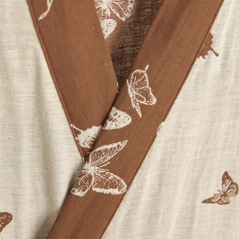 Peignoir kimono élégant en coton à motif papillon - image 11
