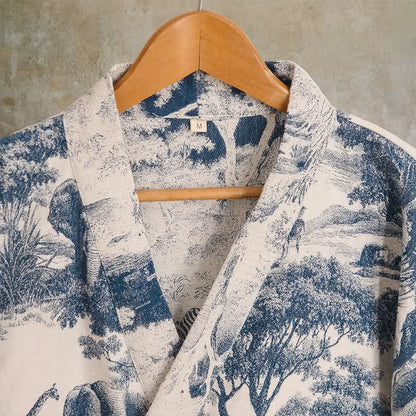 Peignoir kimono en coton à imprimé toile de Jouy - image 2
