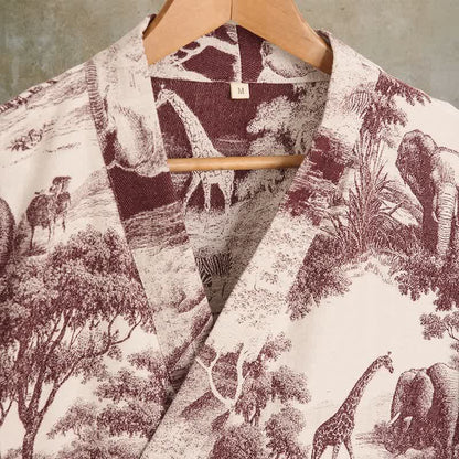 Peignoir kimono en coton à imprimé toile de Jouy - image 12