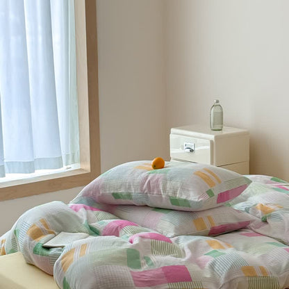 Ensemble de literie en coton patchwork multicolore pastel Ownkoti (4 pièces) - image 4