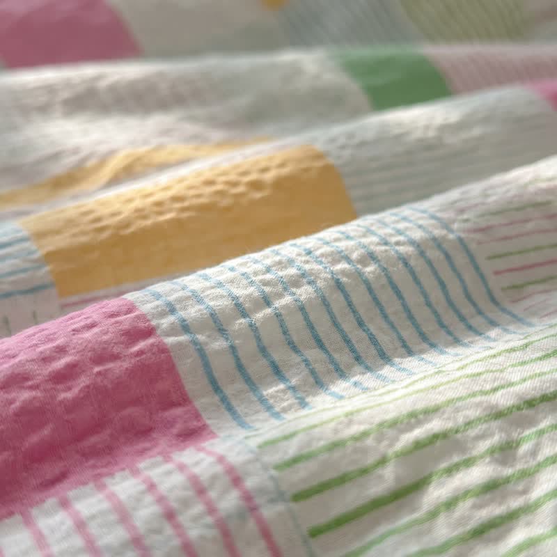 Ensemble de literie en coton patchwork multicolore pastel Ownkoti (4 pièces) - image 5