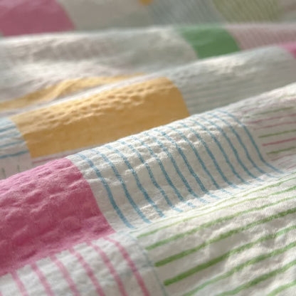 Ensemble de literie en coton patchwork multicolore pastel Ownkoti (4 pièces) - image 5