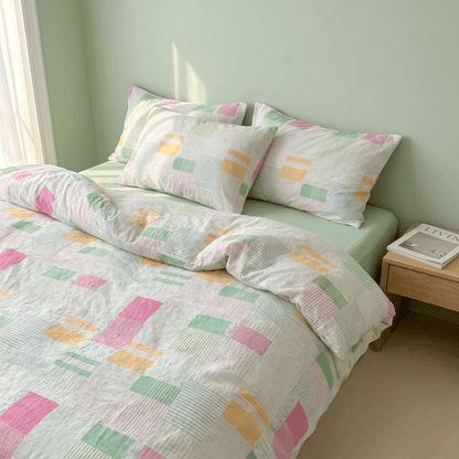 Ensemble de literie en coton patchwork multicolore pastel Ownkoti (4 pièces) - image 2
