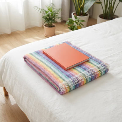 Serviette de toilette en coton respirant à rayures arc-en-ciel Ownkoti - image 3