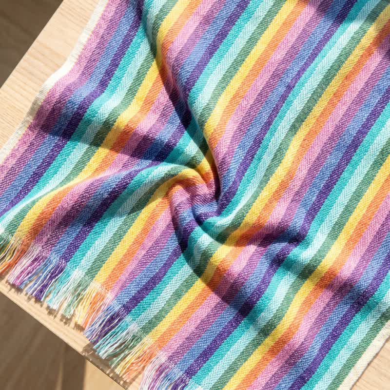 Serviette de toilette en coton respirant à rayures arc-en-ciel Ownkoti - image 4
