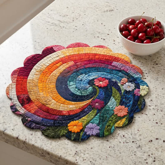Set de table Ownkoti Rainbow Swirl Boho en polyester - Arc-en-ciel - 15″ × 15″ - image 0