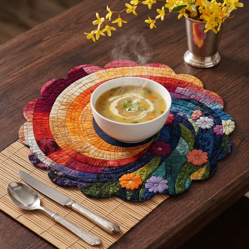 Set de table Ownkoti Rainbow Swirl Boho en polyester - image 3