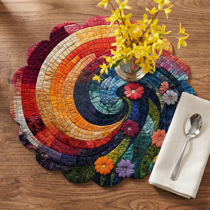 Set de table Ownkoti Rainbow Swirl Boho en polyester - image 1