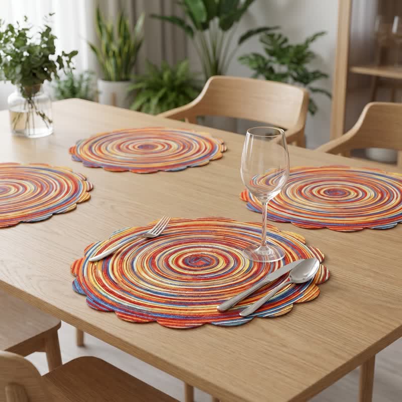 Sets de table en lin tissé rétro arc-en-ciel Ownkoti - image 4