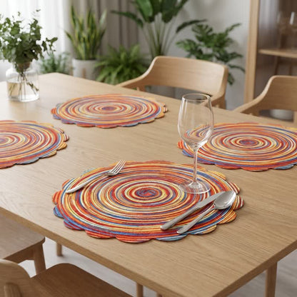 Sets de table en lin tissé rétro arc-en-ciel Ownkoti - image 4