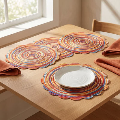 Sets de table en lin tissé rétro arc-en-ciel Ownkoti - image 3