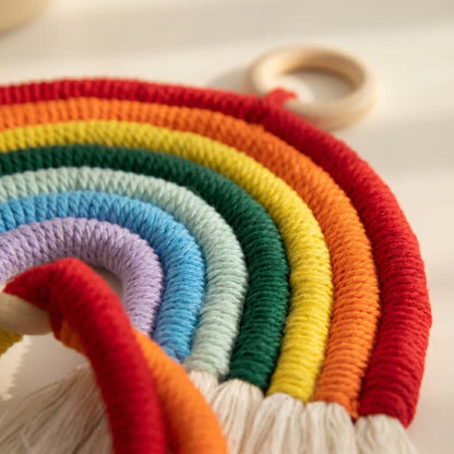 Décoration murale en macramé arc-en-ciel Ownkoti Boho en coton macramé - image 6