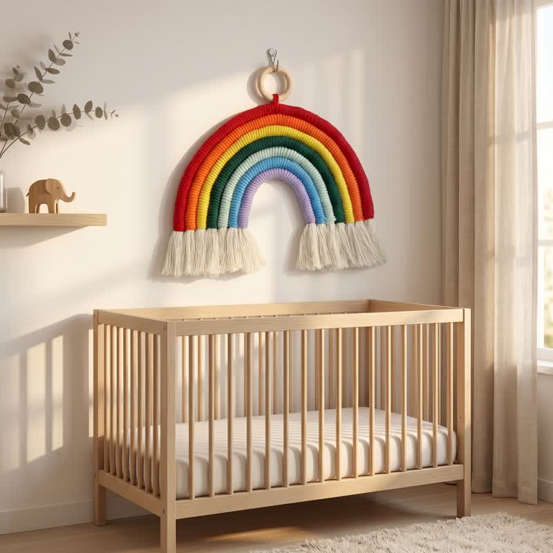 Décoration murale en macramé arc-en-ciel Ownkoti Boho en coton macramé - image 3