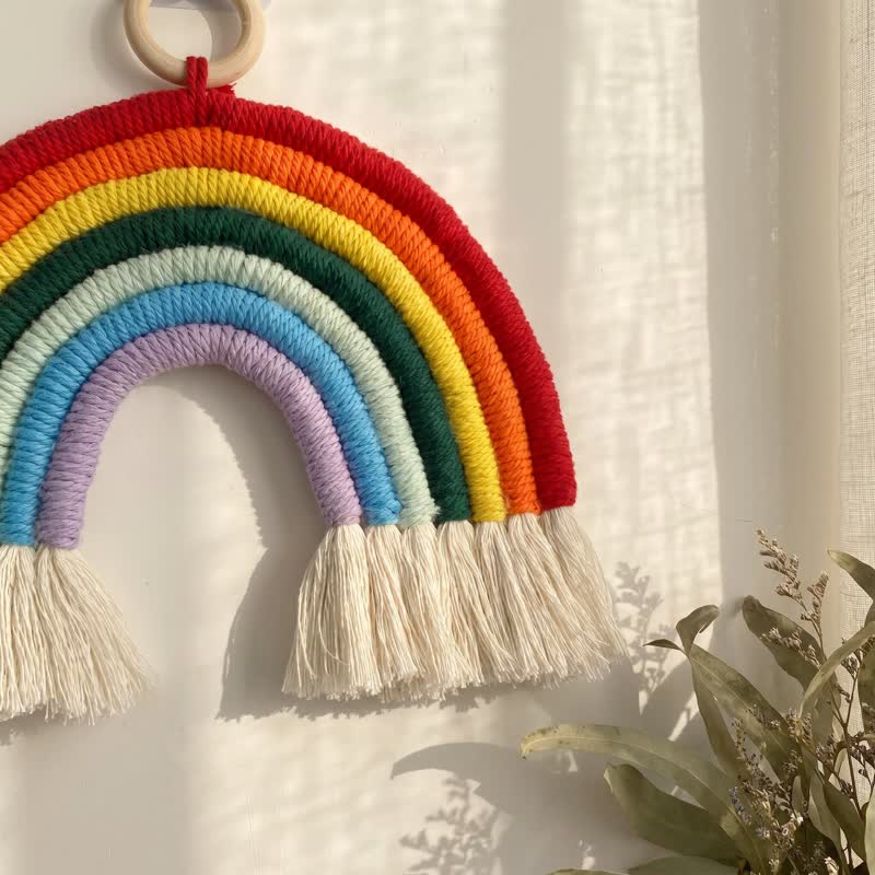 Décoration murale en macramé arc-en-ciel Ownkoti Boho en coton macramé - image 4