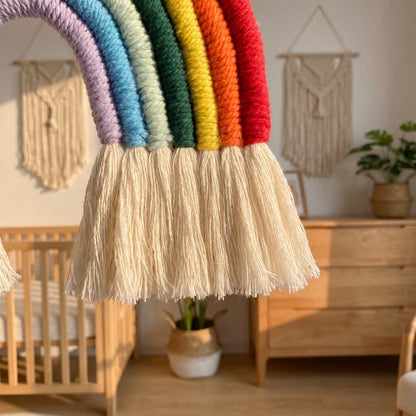 Décoration murale en macramé arc-en-ciel Ownkoti Boho en coton macramé - image 5