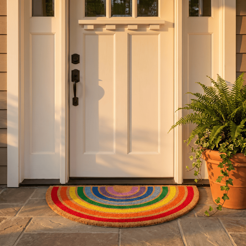 Tapis d'entrée antidérapant en fibre de coco Ownkoti Rainbow - 39'' × 47'' - image 0